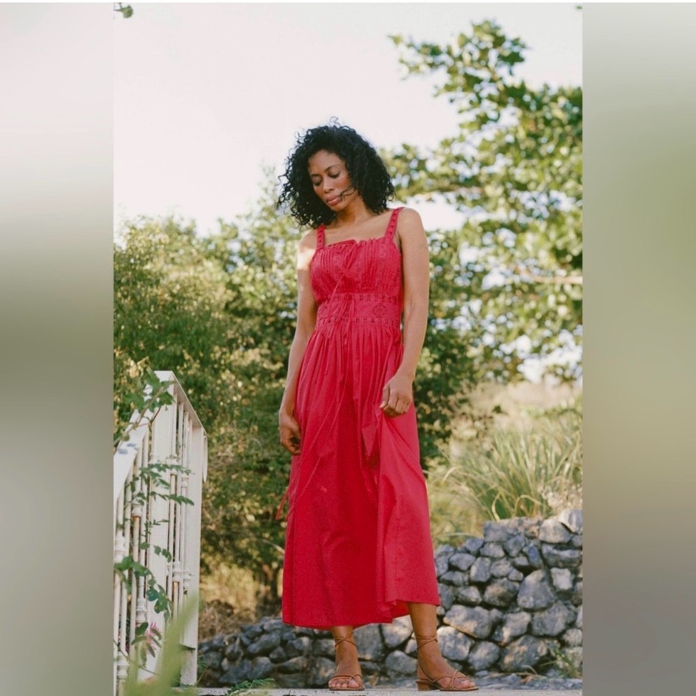 Christy Dawn The Larissa Dress Red Eyelet Maxi Dress in Cherry size small